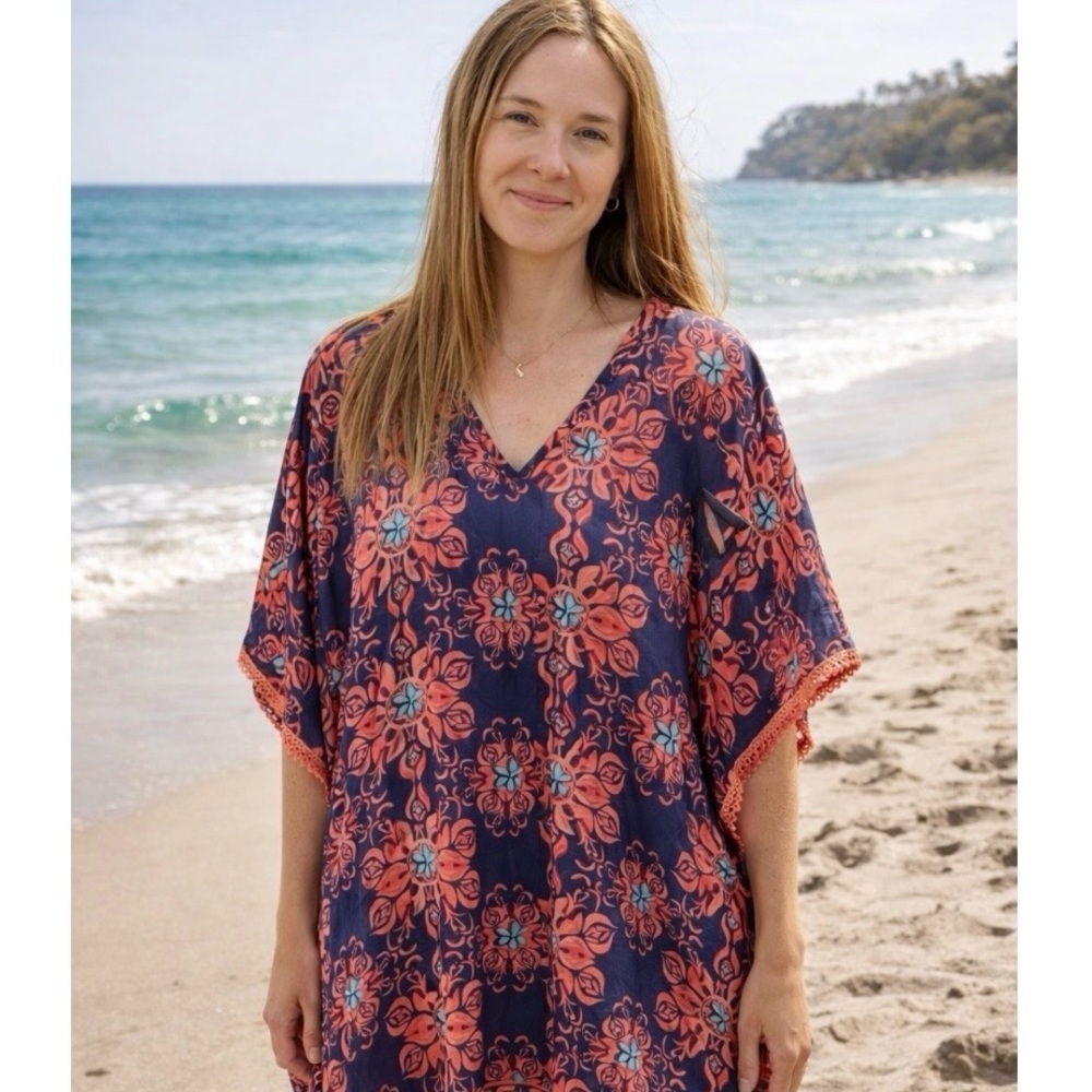 Modaposa Womens Drawstring Chiffon Floral Swim Cover Up Size OS